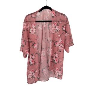 Cottagecore Floral Kimono S Pink Sheer Boho Coquette Romantic Layering Fairy
